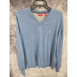 IZOD Sweater Mens 2XL Blue V Neck Long Sleeve Minimalist Dadcore Everyday Wear